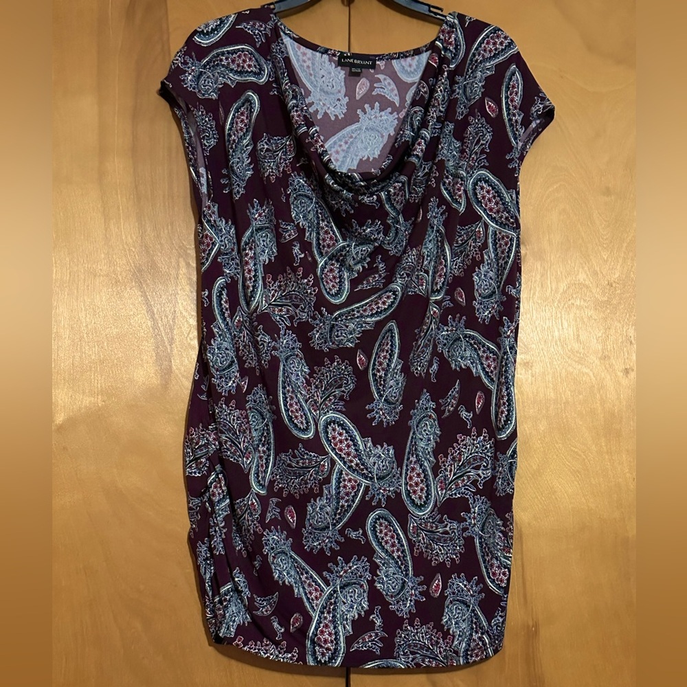 Lane Bryant Ruched Cowl Neck Blouse in Purple and Blue